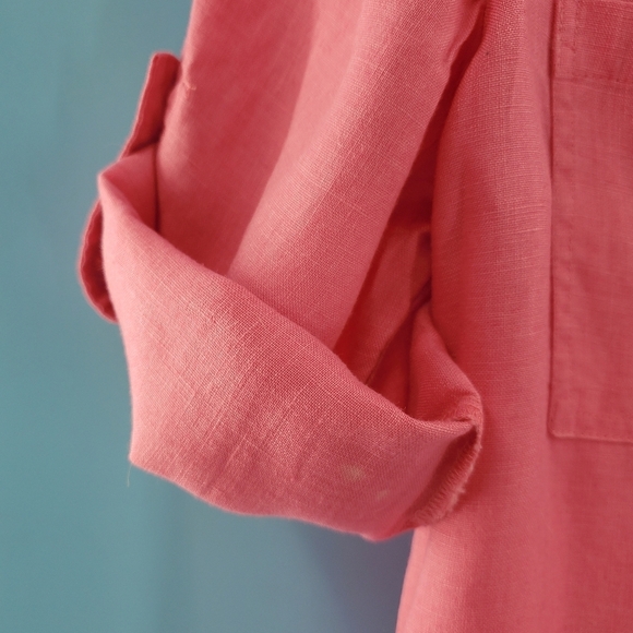 Ellen Tracy hot pink linen top *flaw* - Picture 6 of 13
